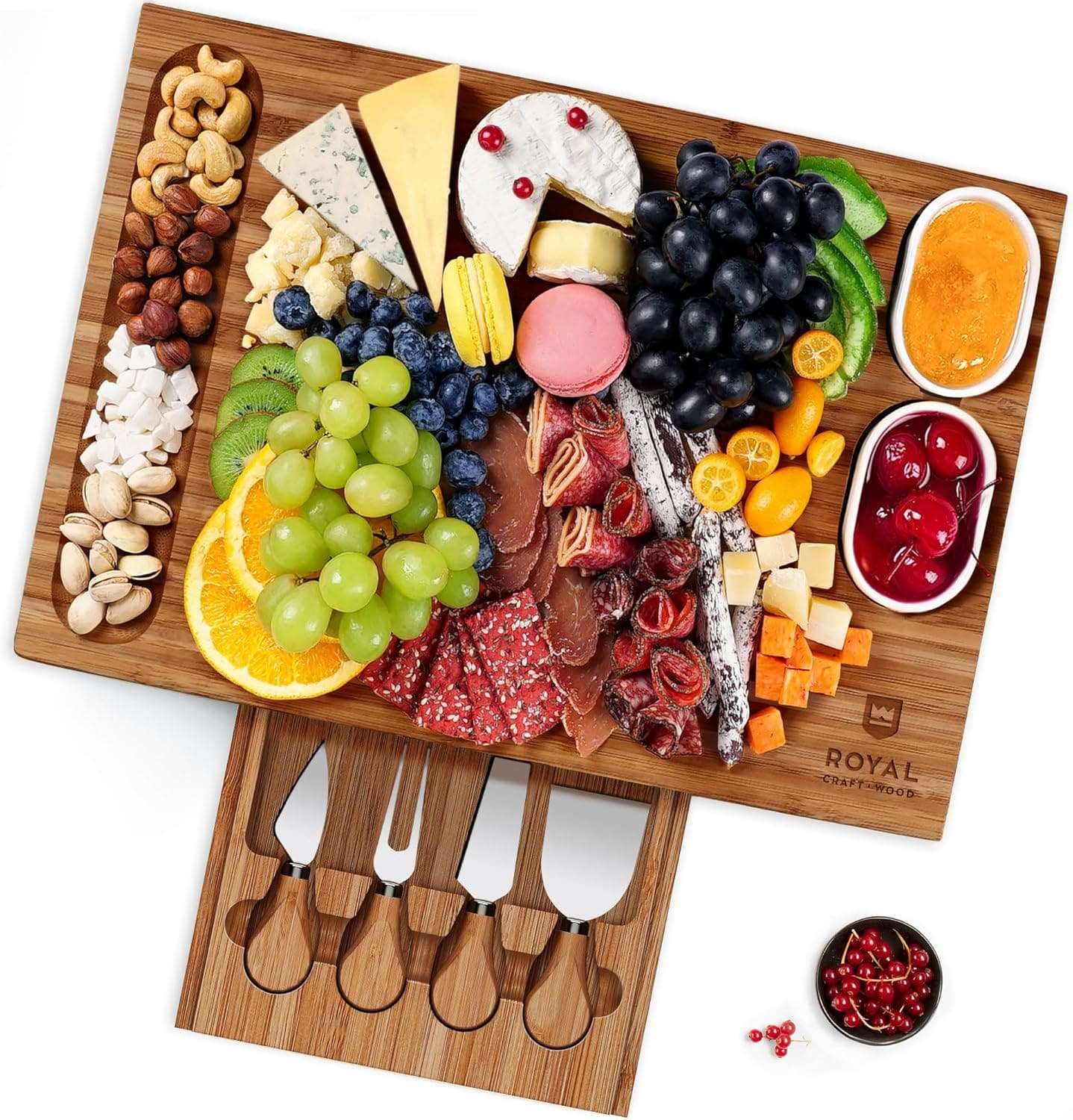 Cheese Board Set w/knives, 16.5“x11”, Brown