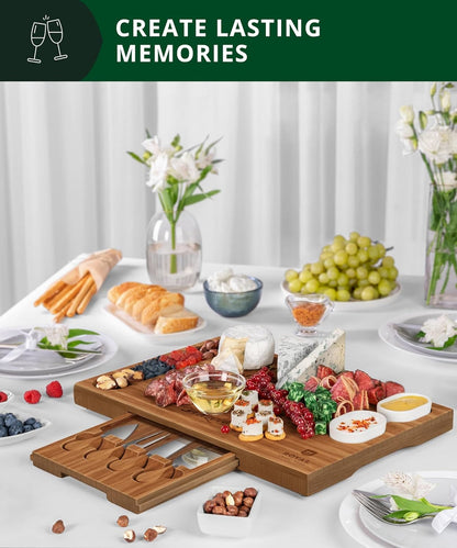 Cheese Board Set w/knives, 16.5“x11”, Brown