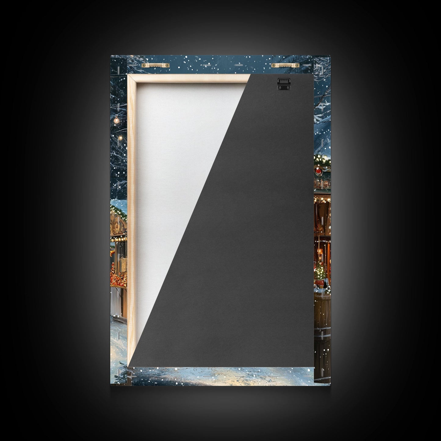 Snowy Night Market Carousel Framed Canvas Wall Decor