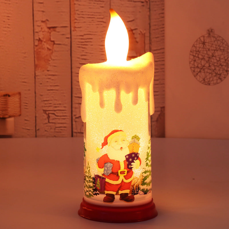 LED Flame Candle Night Light: Santa & Snowman Decor