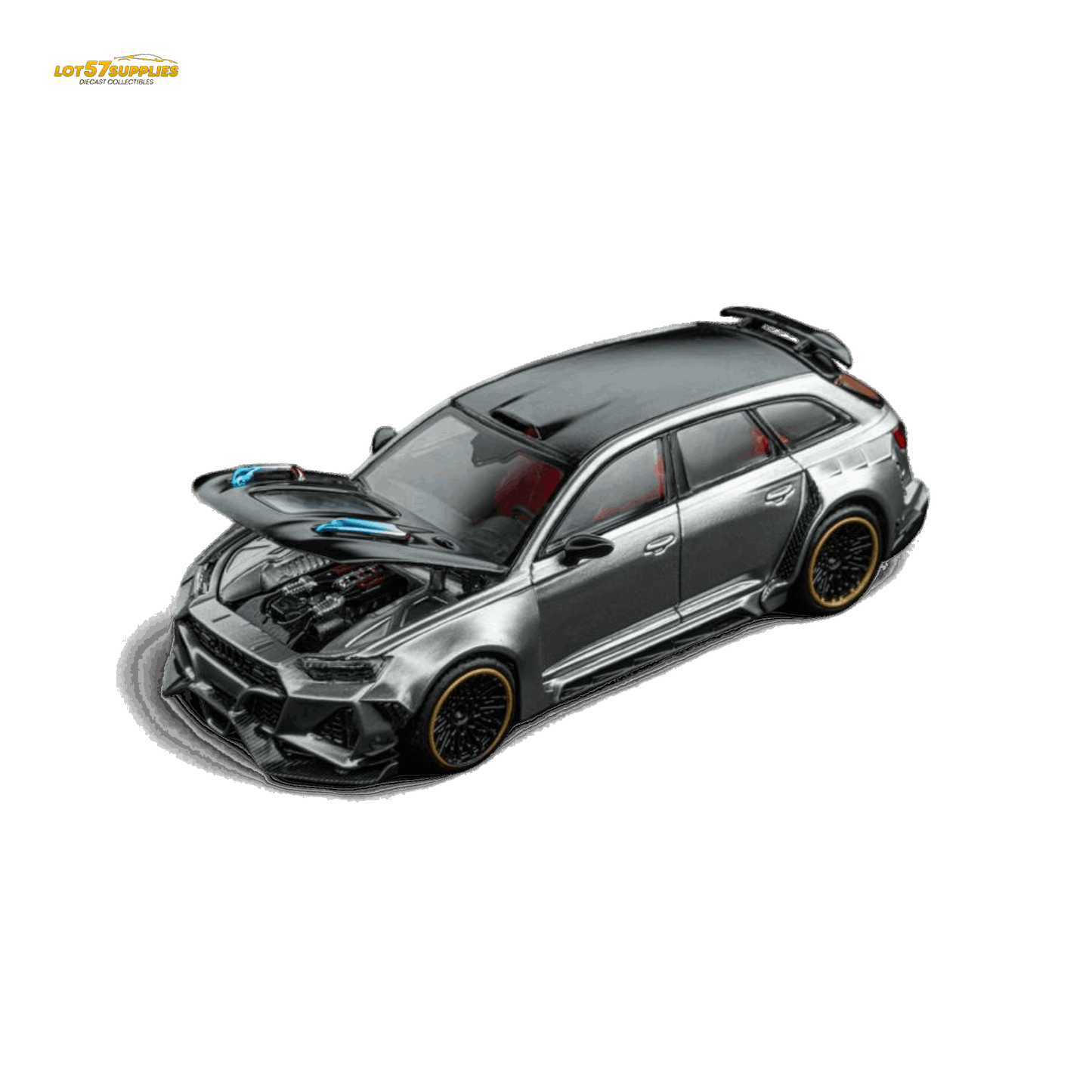 DCM Modified Audi RS6 Wagon Silver/Gray With Ferrari Engine & Openable Hood 1:64
