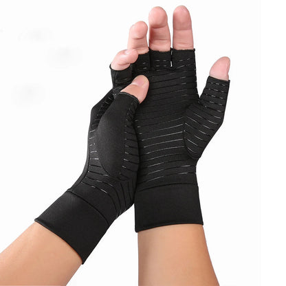 Copper Fiber Half Finger Pressure Gloves for Joint Relief