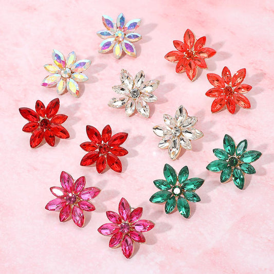 Marquise Stone Cluster Flower Earrings