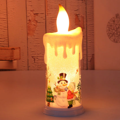 LED Flame Candle Night Light: Santa & Snowman Decor