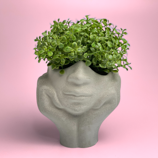 Handmade Concrete Face Planter – 4" Decorative Pot for Succulents & Small Plants