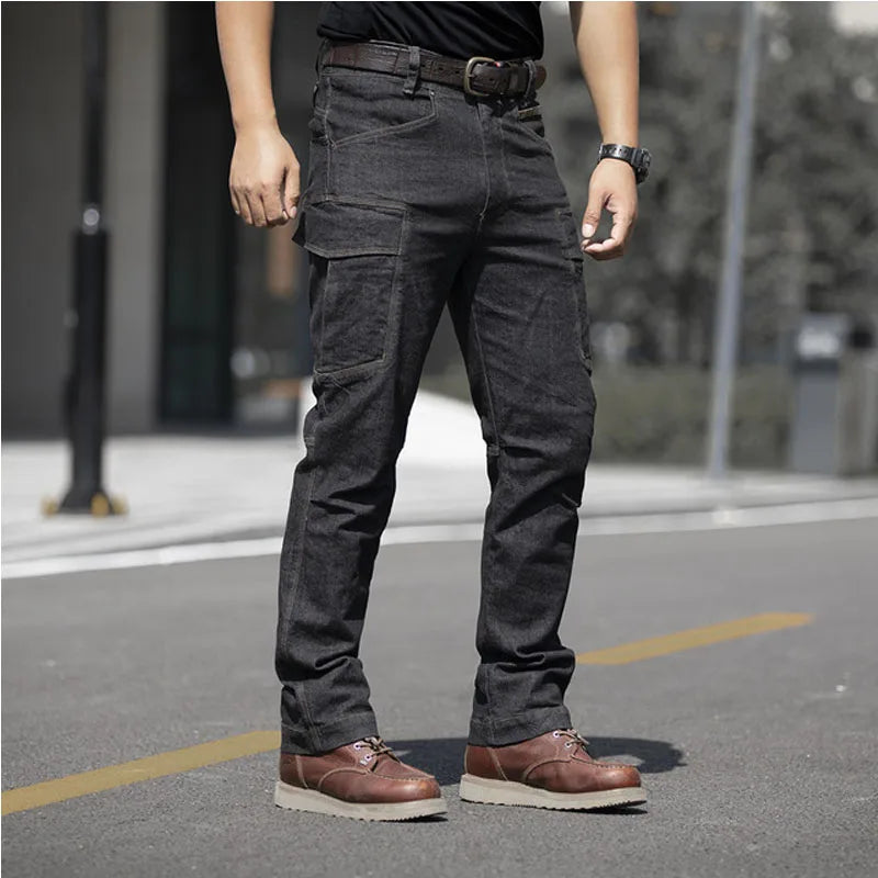Elasticity Cargo Jeans Men - Waterproof Tactical Trousers with Multi-Pockets