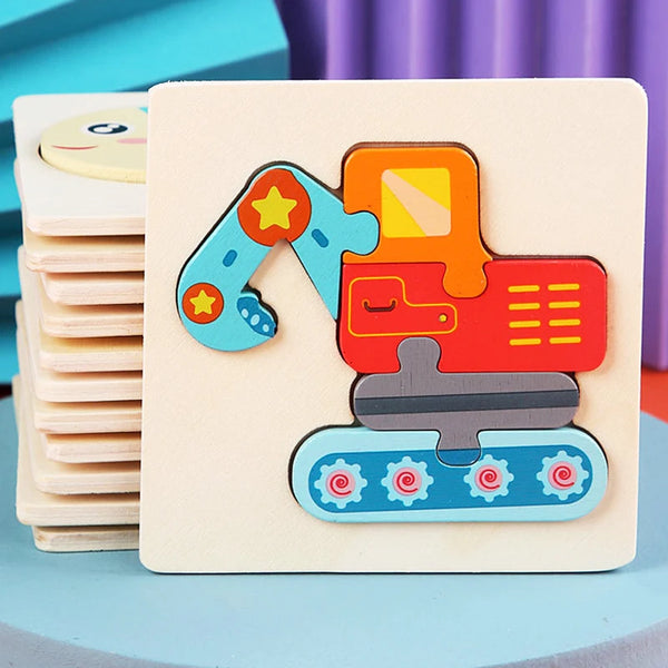 Kids Wooden Toys 3d Wood Puzzle Cartoon Animals Cognitive Jigsaw