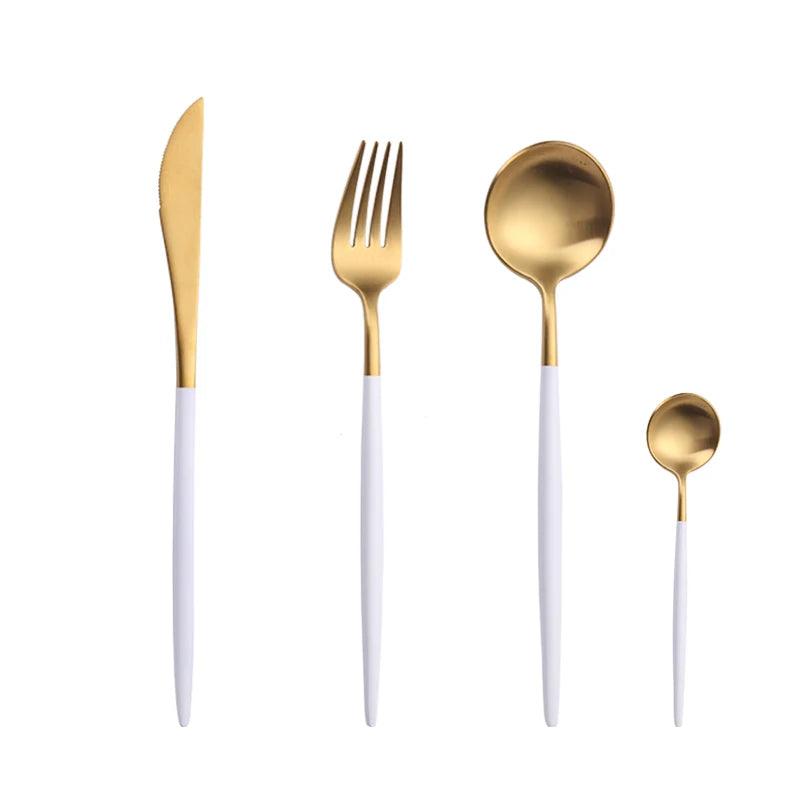 Gold Cutlery Set Forks Spoons Knives Tableware Steel Cutlery Set Stainless Steel Dinnerware Set Spoon Knife Fork Custom Logo