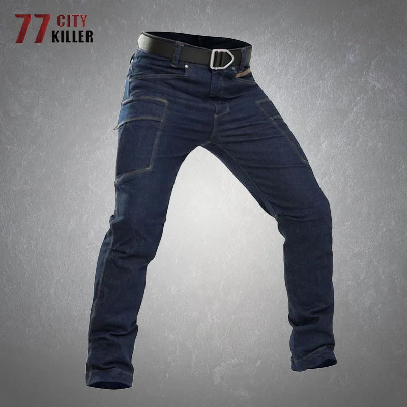 Elasticity Cargo Jeans Men - Waterproof Tactical Trousers with Multi-Pockets