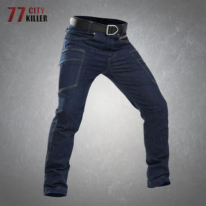 Elasticity Cargo Jeans Men - Waterproof Tactical Trousers with Multi-Pockets