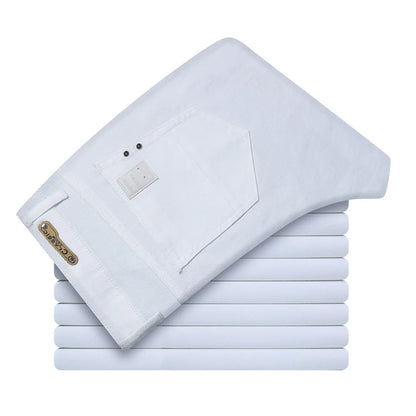 Men's Elastic Slim White Jeans - Korean Fashion Slim Fit Denim Trousers