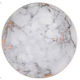 Nordic Marbled Plates | Golden Inlay Dinner & Dessert