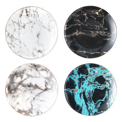 Nordic Marbled Plates | Golden Inlay Dinner & Dessert