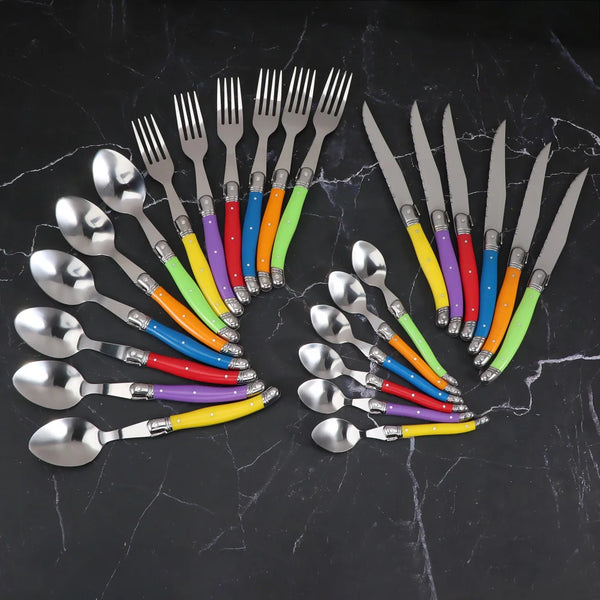 Jaswehome 24piece Multicolor Flatware Stainless Steel Cutlery Set