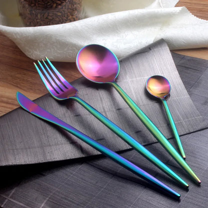 Gold Cutlery Set Forks Spoons Knives Tableware Steel Cutlery Set Stainless Steel Dinnerware Set Spoon Knife Fork Custom Logo