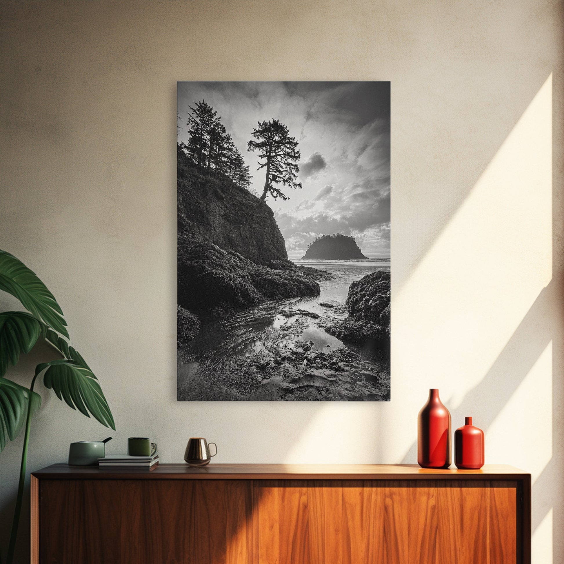 Seastack View, Dramatic Cliff, Ocean Rock Formations, Living Room Wall Art