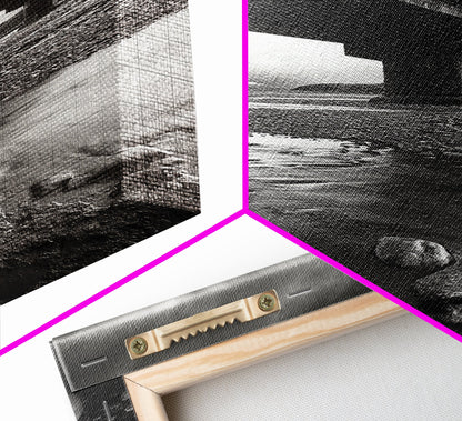 Stormy Bridge, River Rocks, Dramatic Sky, Moody Photography, Office Wall Art