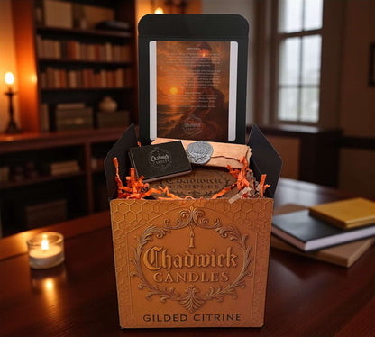Gilded Citrine – Luxury Coconut Apricot Crème Candle with Wood Wick in Amber Glass