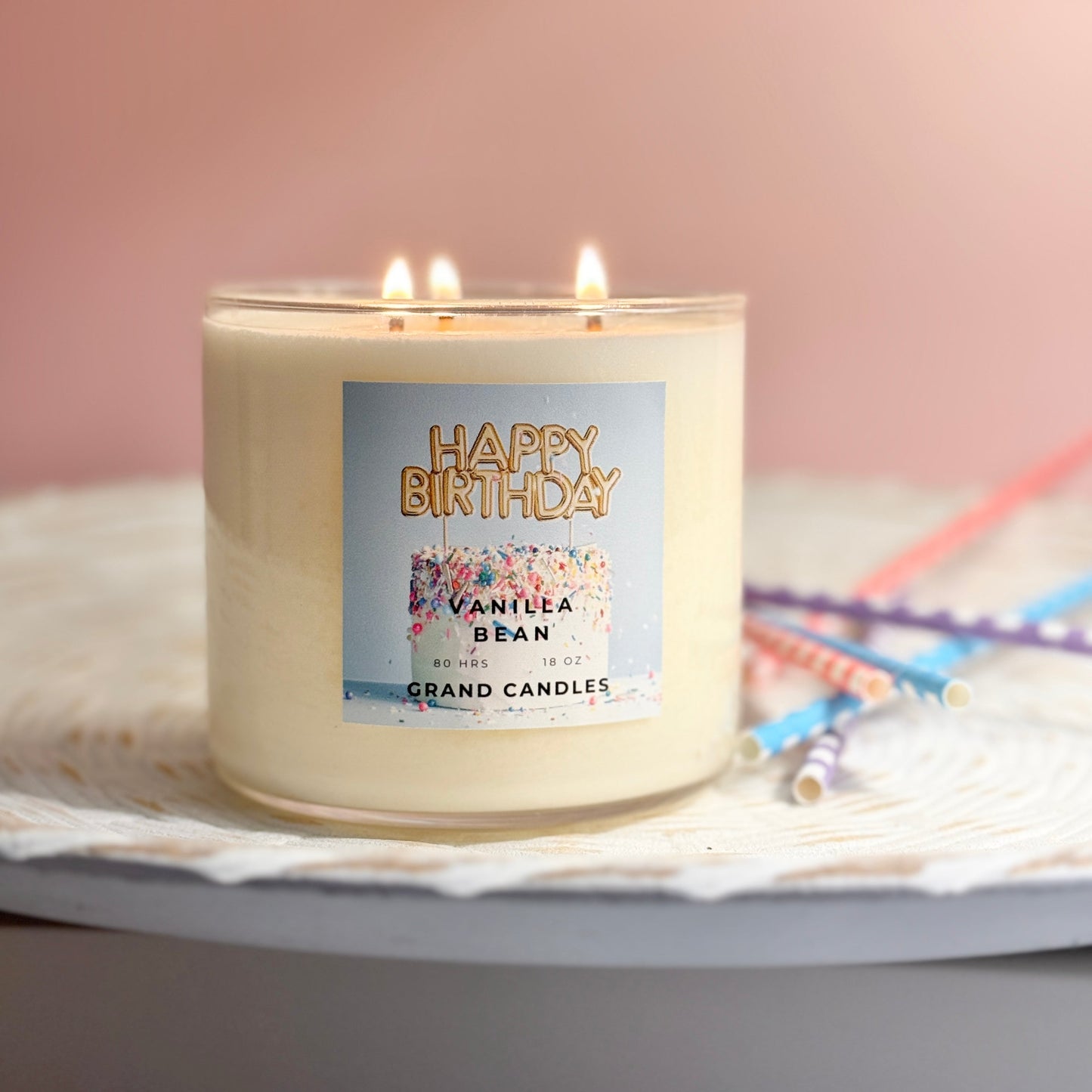 Happy Birthday Vanilla Bean 3-Wick Candle – Best-Selling Celebration Candle