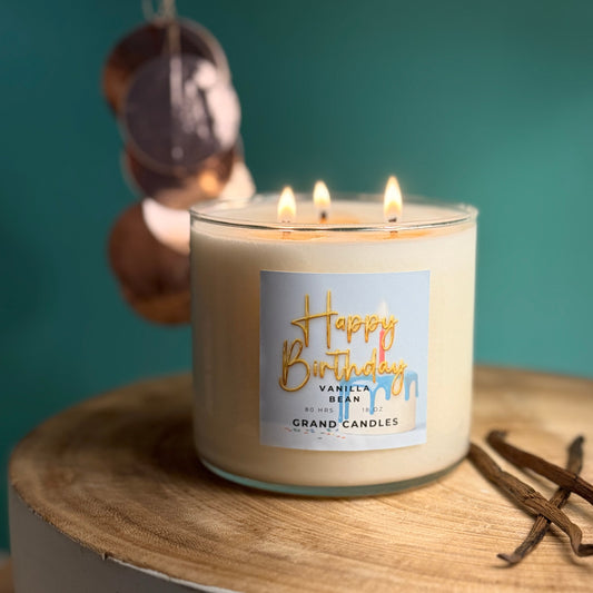 Happy Birthday Vanilla Bean 3-Wick Candle – Best-Selling Celebration Candle