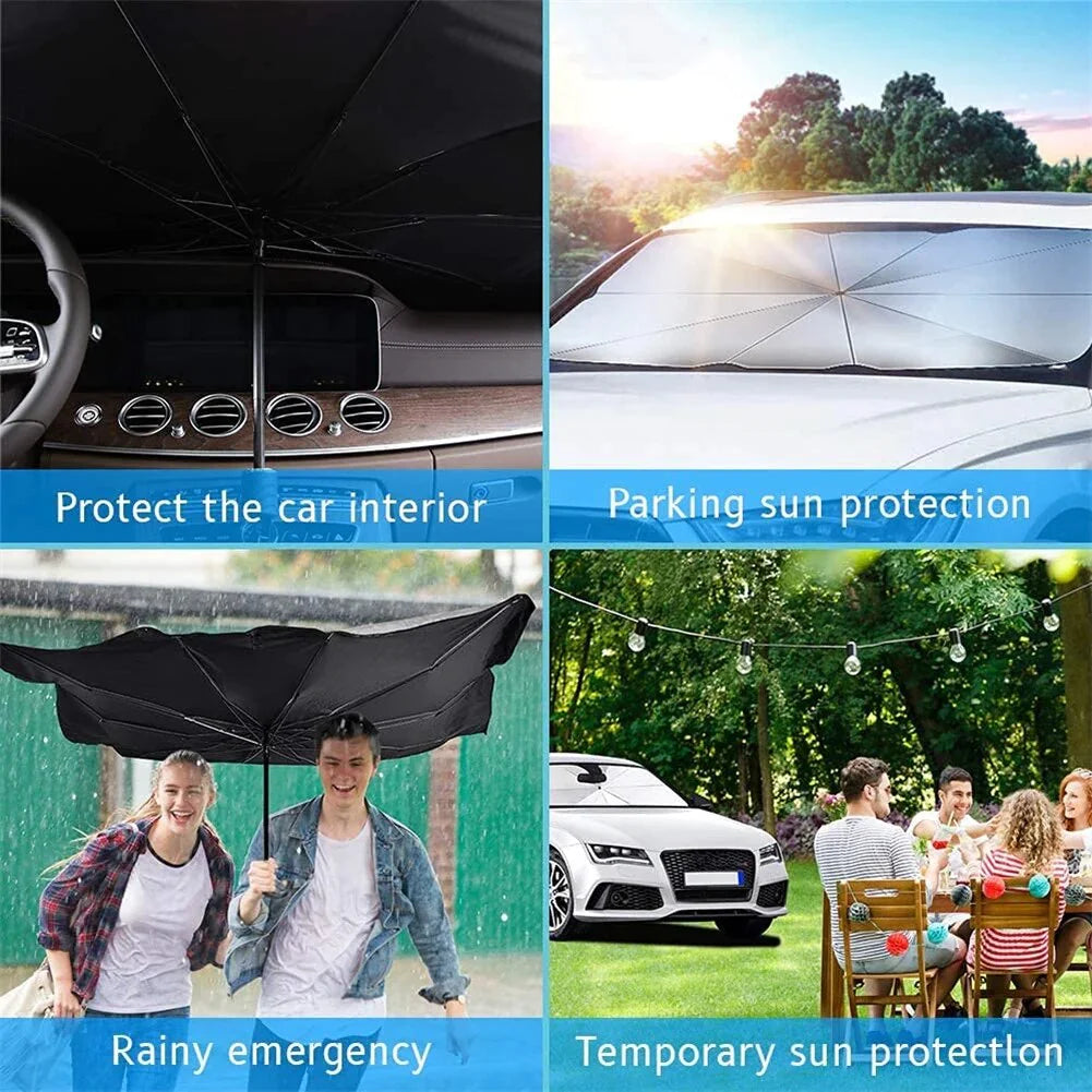 51" Car Sun Shade Umbrella | Foldable Windshield Visor