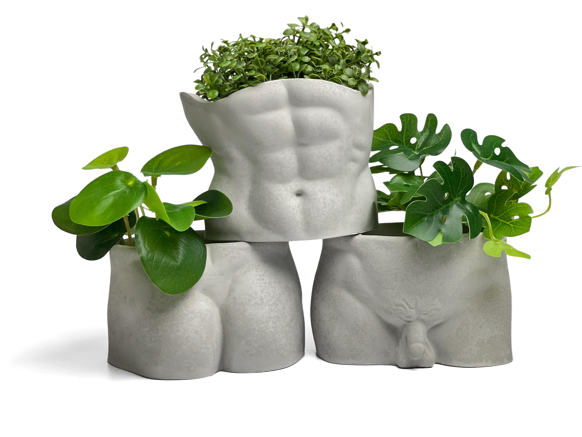 Male Torso Planter – Handmade Concrete Body Pot with Drainage Hole