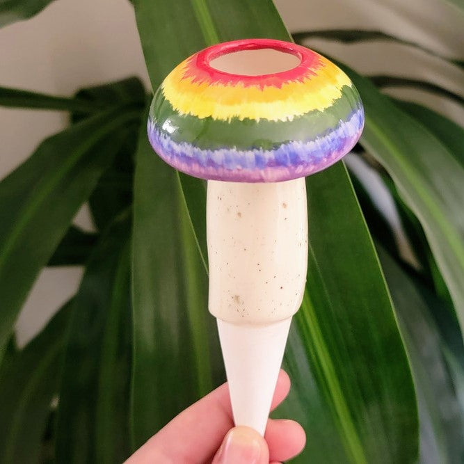 Hand-Crafted Mushroom Plant Watering Spike – Exclusive Mountain Mudworks Design