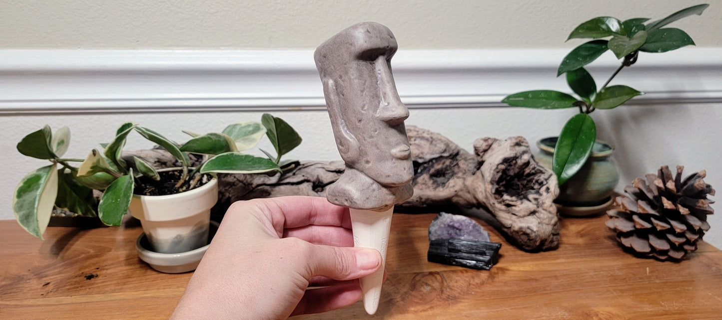 Moai Statue Ceramic Plant Watering Spike