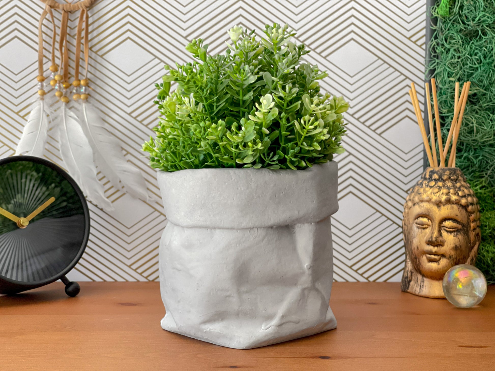Handmade Concrete Butt Planter – Unique 5” Succulent Pot with Drainage Hole