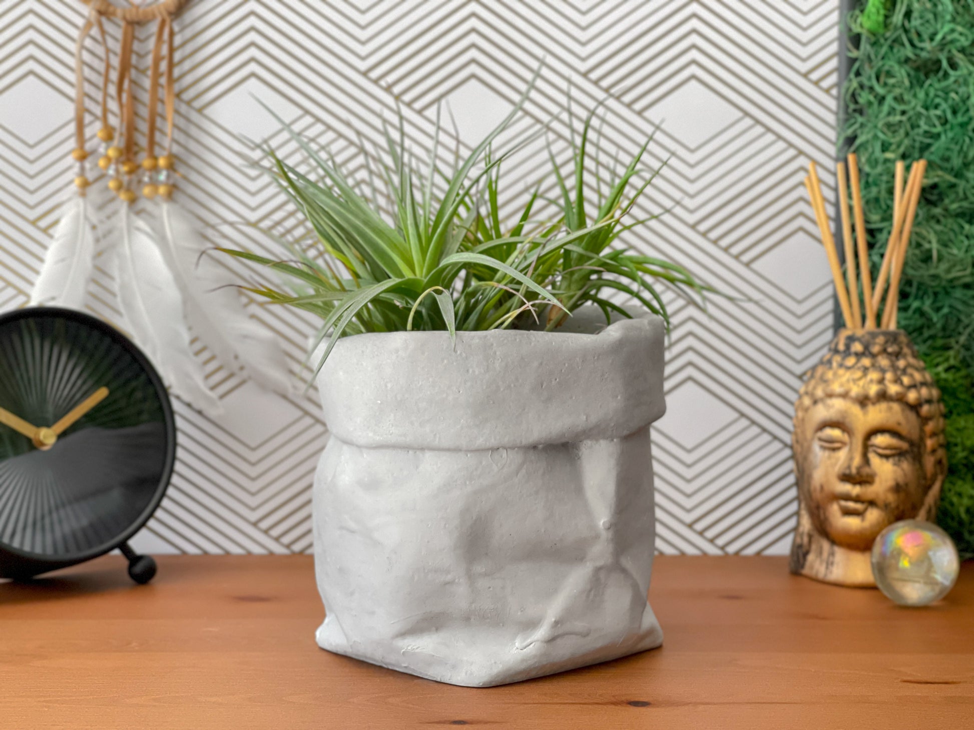 Handmade Concrete Butt Planter – Unique 5” Succulent Pot with Drainage Hole