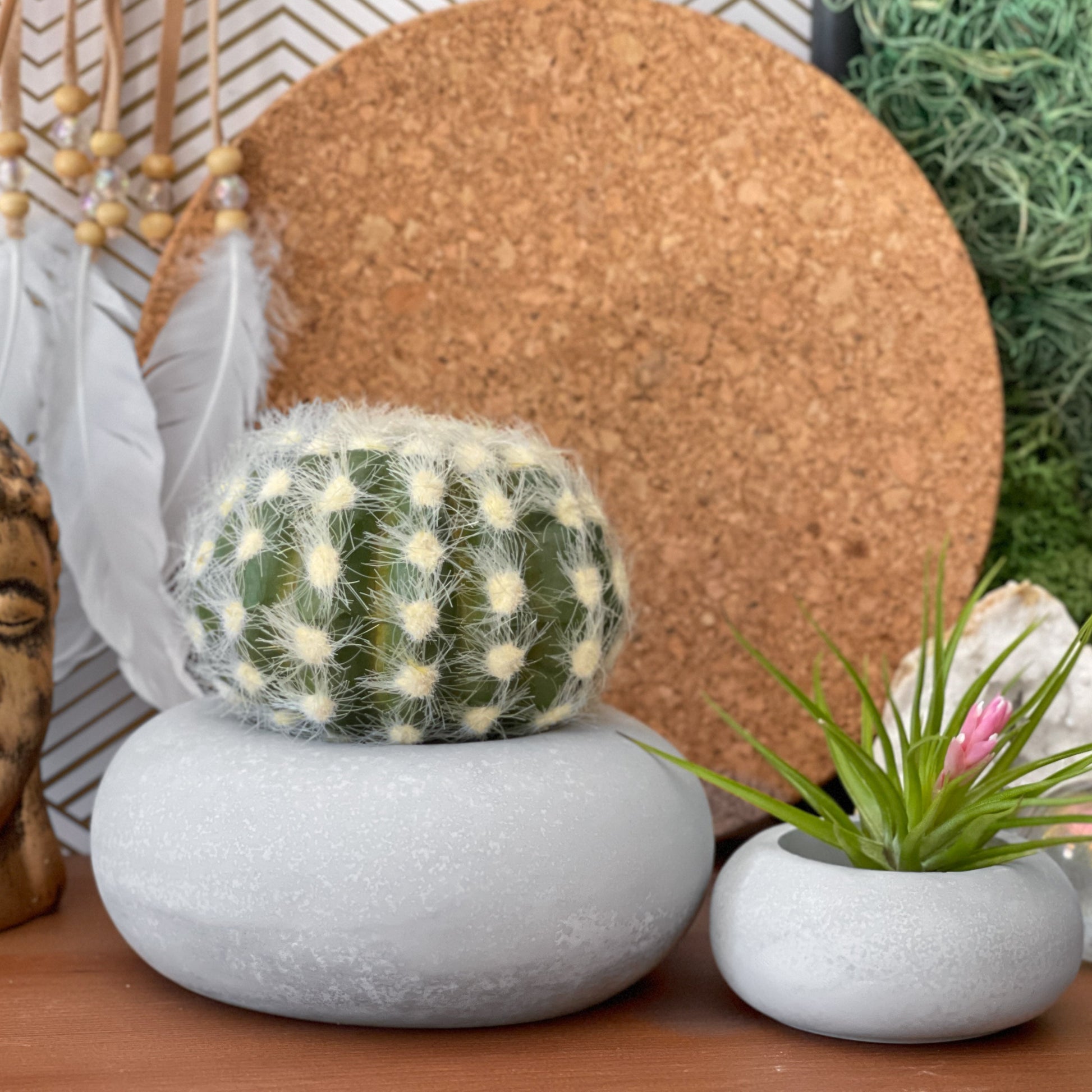 Handmade Concrete Planter – Minimalist Succulent & Herb Pot with Drainage Hole