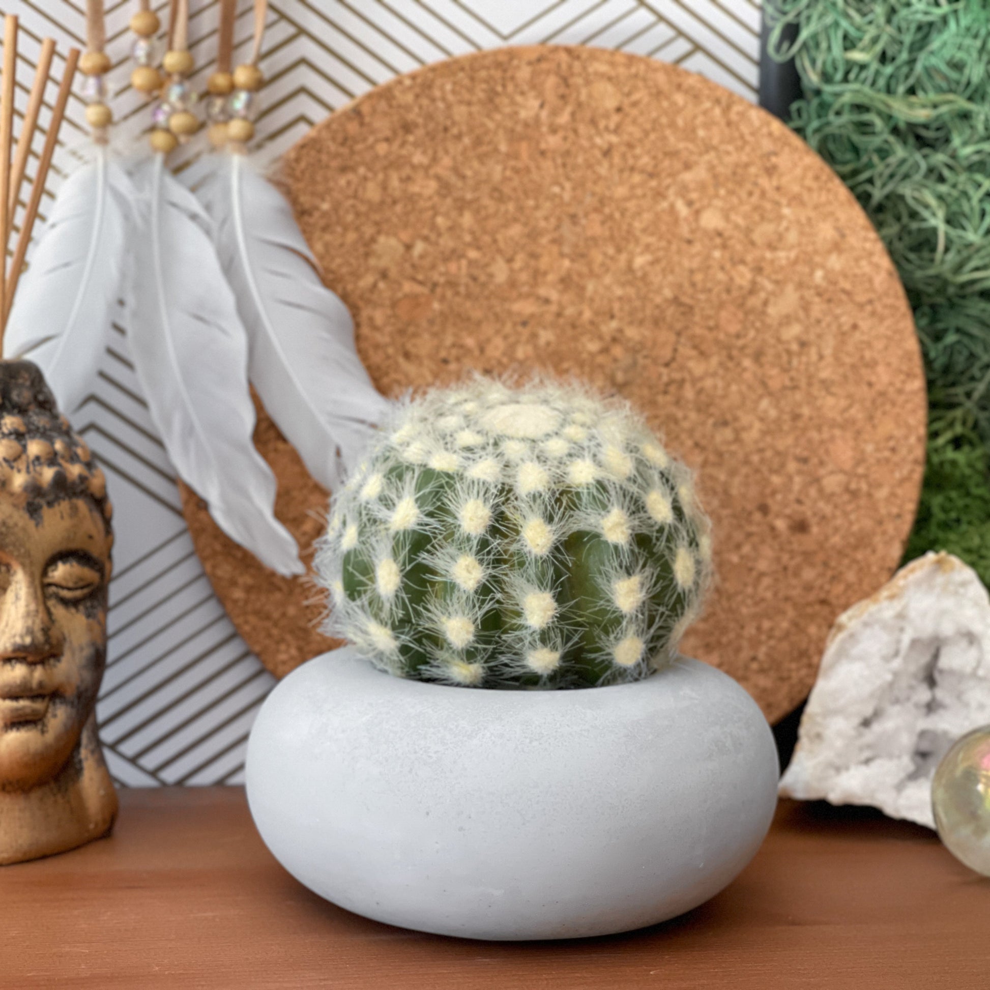 Handmade Concrete Planter – Minimalist Succulent & Herb Pot with Drainage Hole