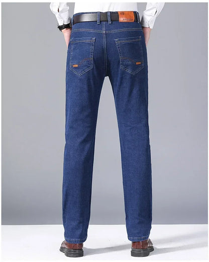 Spring Men's Slim-Fit Denim Pants - Black & Blue Classic Jeans