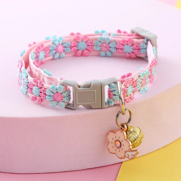Pet Collar With Bell Cartoon Footprint Colorful Dog Puppy Kitten
