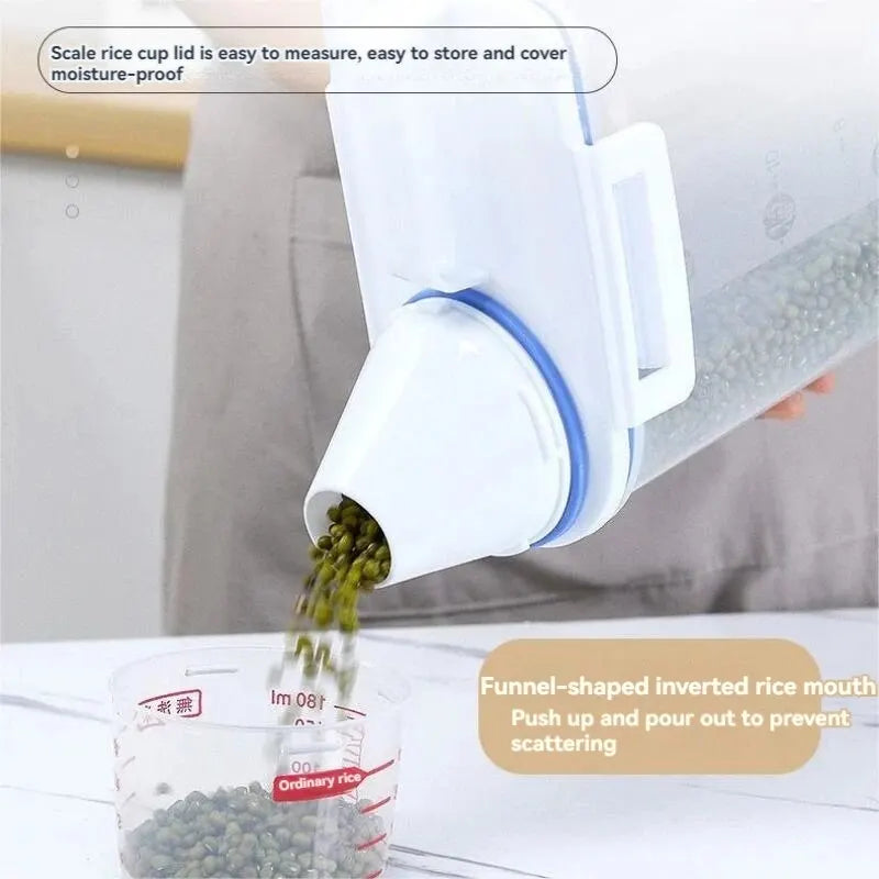 Rice Storage Canister with Measuring Cup | Moisture & Insect Proof
