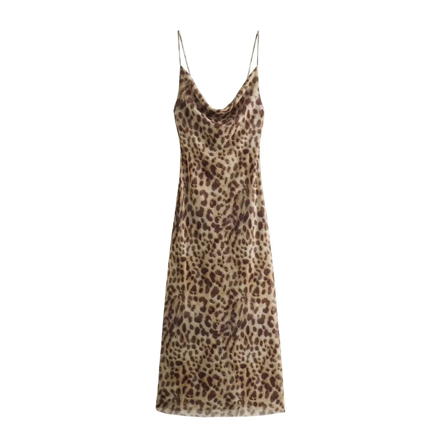 TRAF Leopard Tulle Dress - Zebra Print Sleeveless Midi Dress