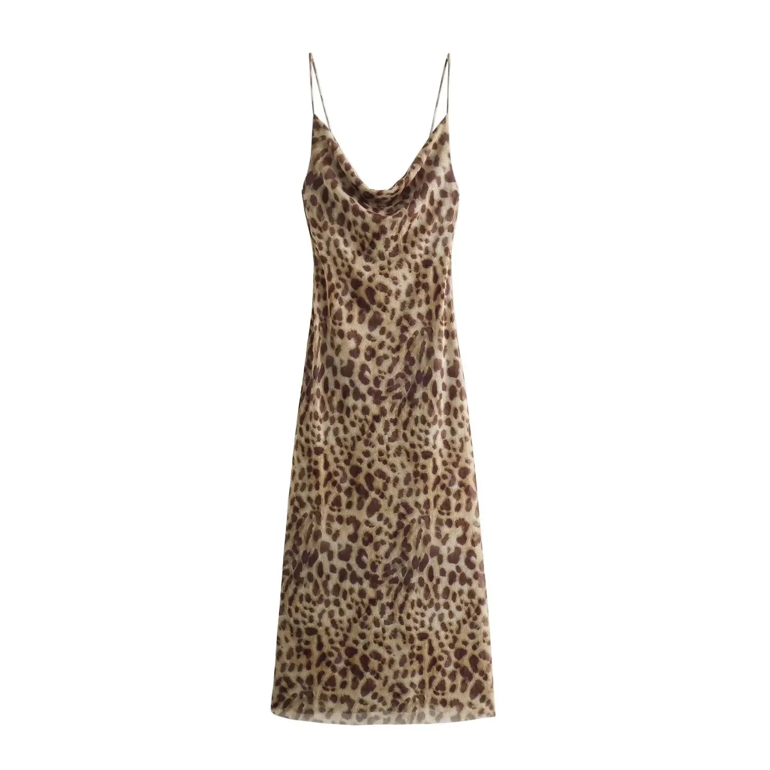 TRAF Leopard Tulle Dress - Zebra Print Sleeveless Midi Dress