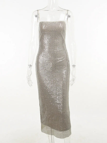 Mozision Sparkle Maxi Dress - Glitter Sleeveless Party Dress