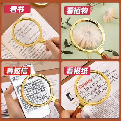 10X Handheld Magnifying Glass 60/70/80/90/100mm Lens Magnifier For Science Seniors Reading Inspection Map Glass Magnifier Loupe