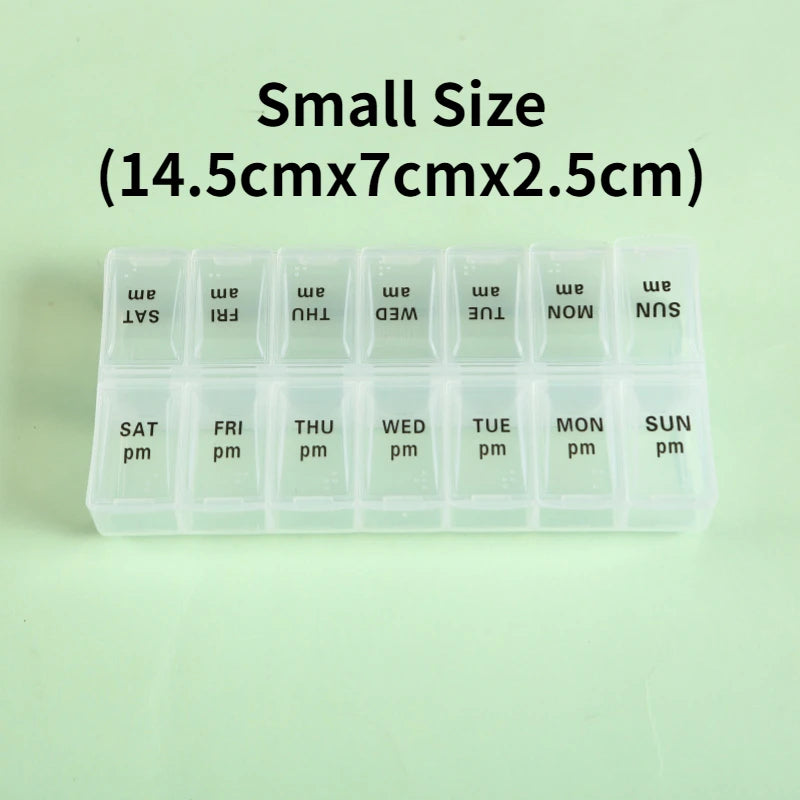 Weekly Portable Travel Pill Box - 7 Days Organizer with 14 Grids
