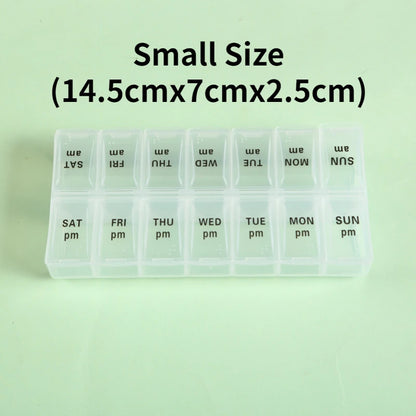 Weekly Portable Travel Pill Box - 7 Days Organizer with 14 Grids
