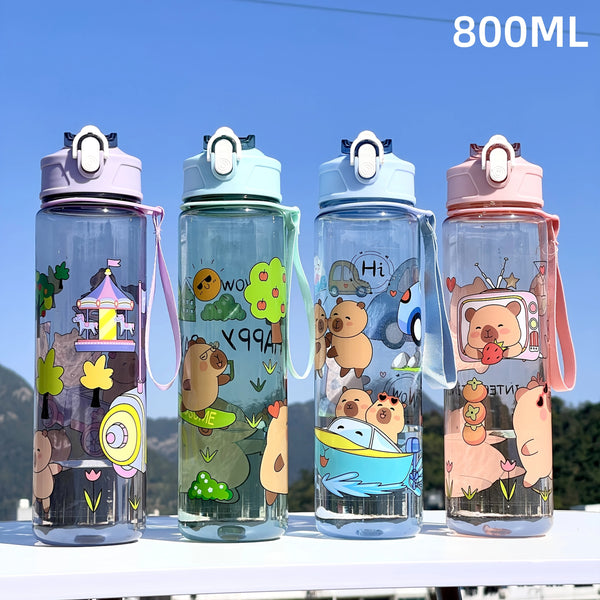 800ML Kids Water Sippy Cup Creative Cartoon Cup With Straws Bottle