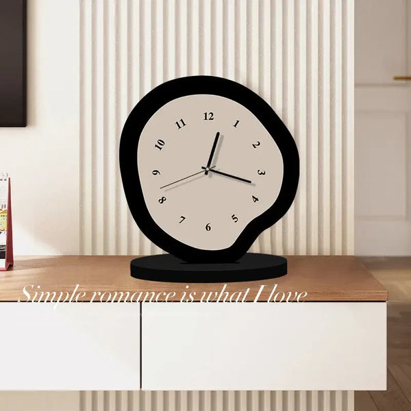 Cream Style Desktop Clock Table Neddle Clocks Ornament Living Room