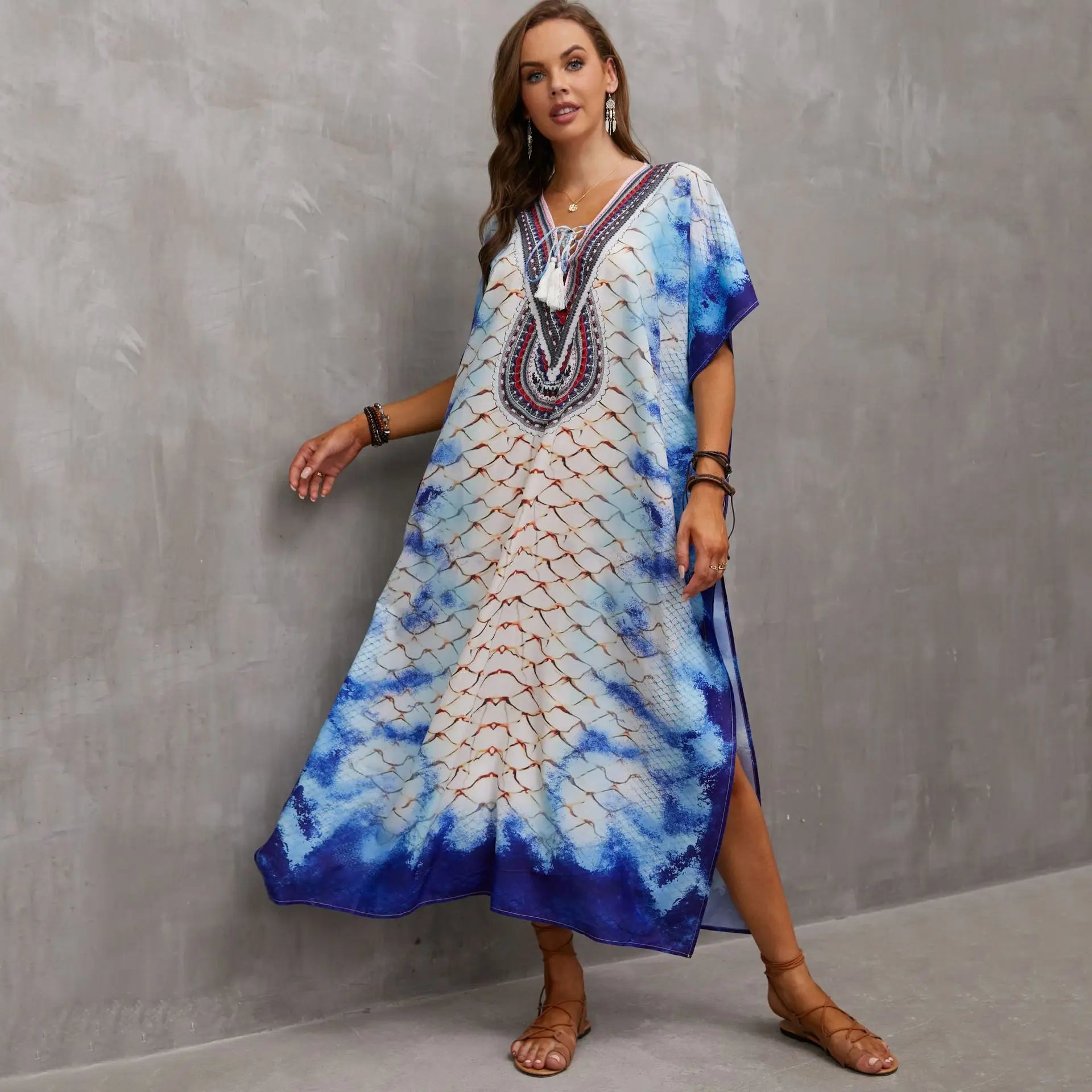 Women's Plus Size Kaftan Dress: Maxi Caftan Beach Cover Up & Summer Loungewear