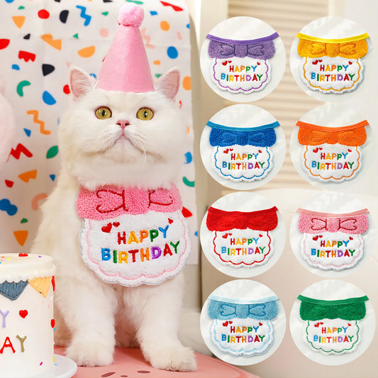 Cute Puppy Birthday Scarf & Hat Set – Perfect for Small Medium Pets