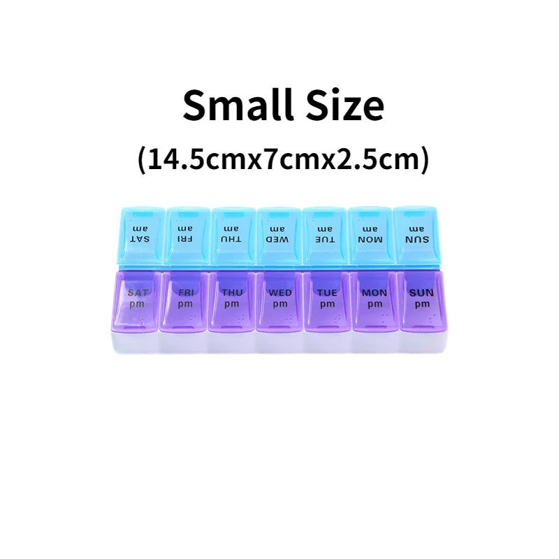 Weekly Portable Travel Pill Box - 7 Days Organizer with 14 Grids