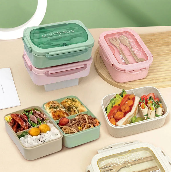 Reusable Two-Compartment Lunch Box with Cutlery