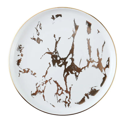 Nordic Marbled Gold Edge Ceramic Plate