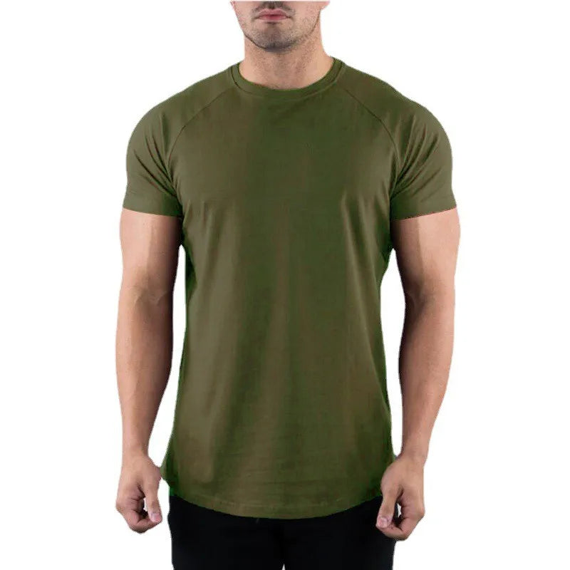 Men's Plain Gym T-shirt - Summer Fitness Cotton Slim Fit