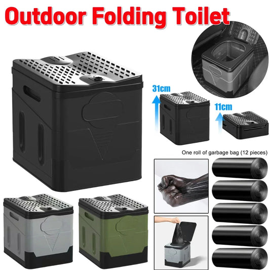 Folding Toilet Portable Outdoor Storage Box Car Toilet Bucket Collapsible Trash Can for Self-driving Travel Emergency Toilet